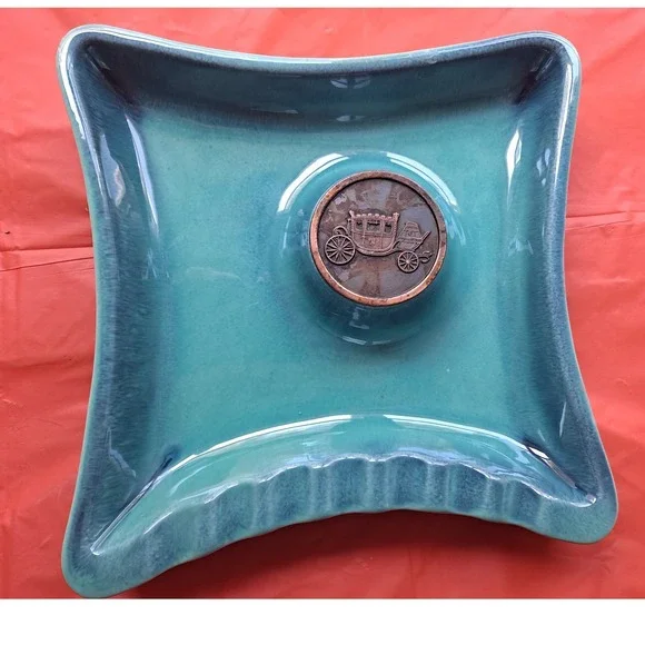 Hyde Park Ashtray Vintage Ceramic Green Mid Century Modern Decor 1990 U.S.A.‎ - Picture 4 of 6